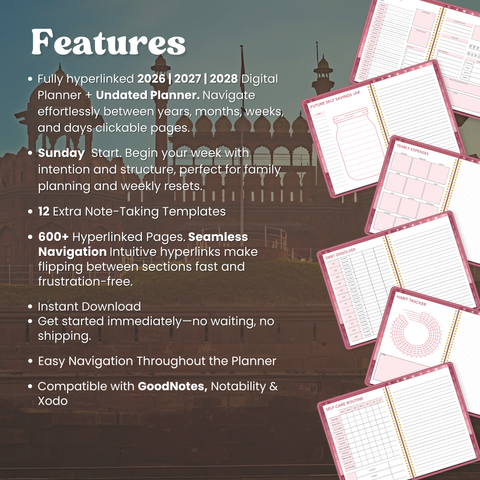 First Ever Pakistani Digital Planner - Pink Theme Edition